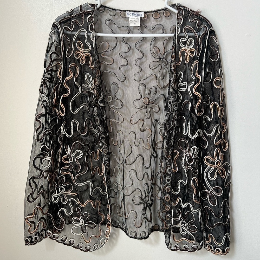 Vintage Sheer Open Front Y2K Duster Jacket Lightweight Festival Layering Piece